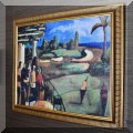 A05. Framed golfing scene. 27&rdquo;h x 33&rdquo;d 